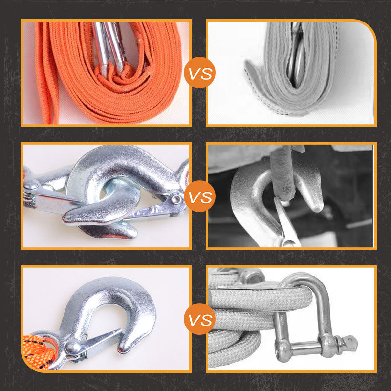 🚗60% OFF NOW🔥13ft Car Tow Strap with Hooks & 3 Tons Capacity