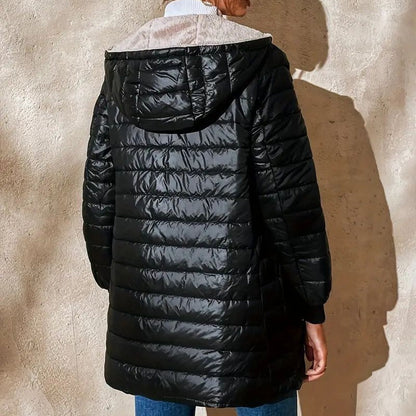 Women's Quilted Hooded Warm Winter Coat with Zipper
