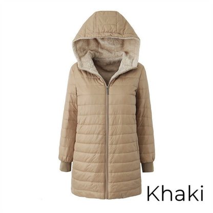 Women's Quilted Hooded Warm Winter Coat with Zipper