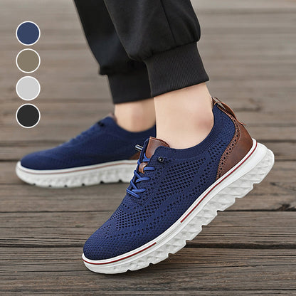 Men’s Breathable Lightweight Knit Patchwork Sneakers