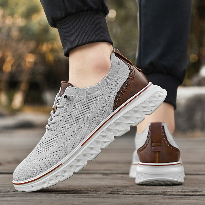 Men’s Breathable Lightweight Knit Patchwork Sneakers