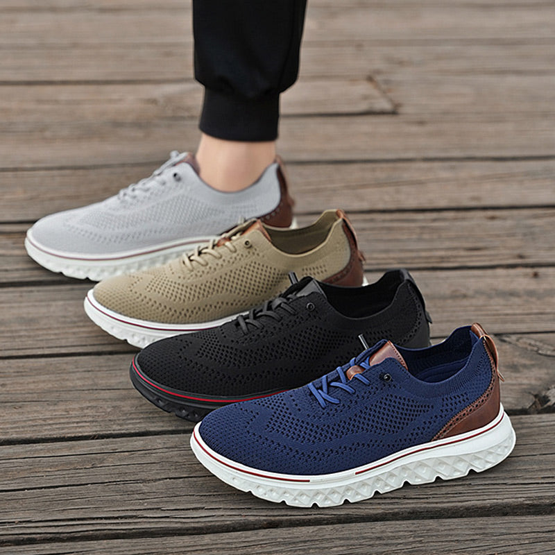 Men’s Breathable Lightweight Knit Patchwork Sneakers