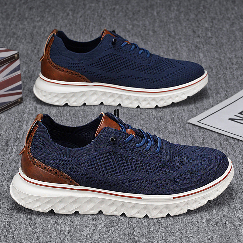 Men’s Breathable Lightweight Knit Patchwork Sneakers