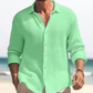 Men's Casual Solid Color Waffle Textured Long Sleeve Lapel Shirt