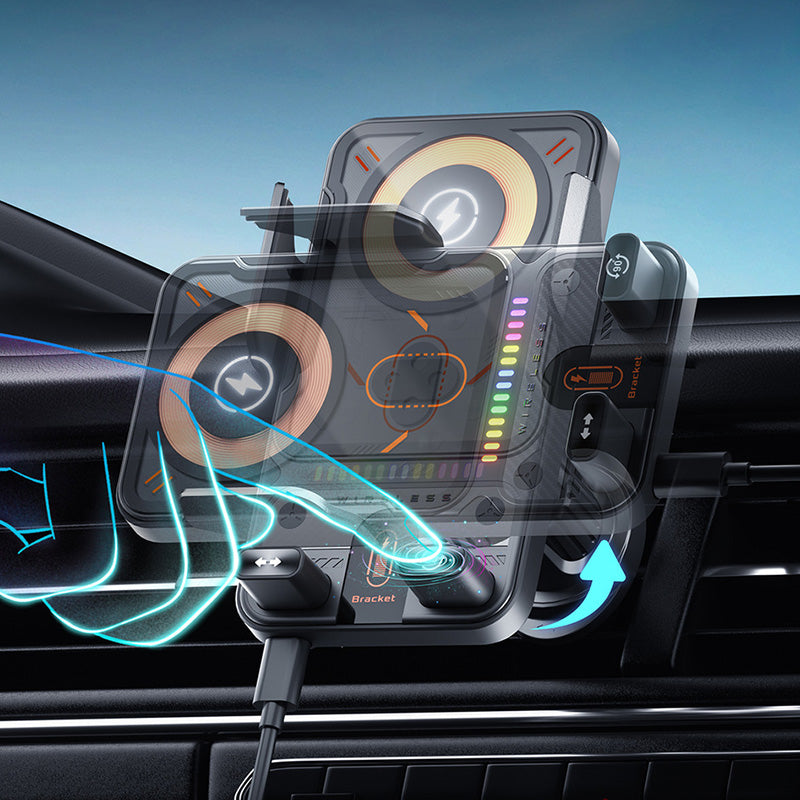 📱Smart 2-In-1 Auto-Rotating Car Phone Holder & Wireless Charger⚡