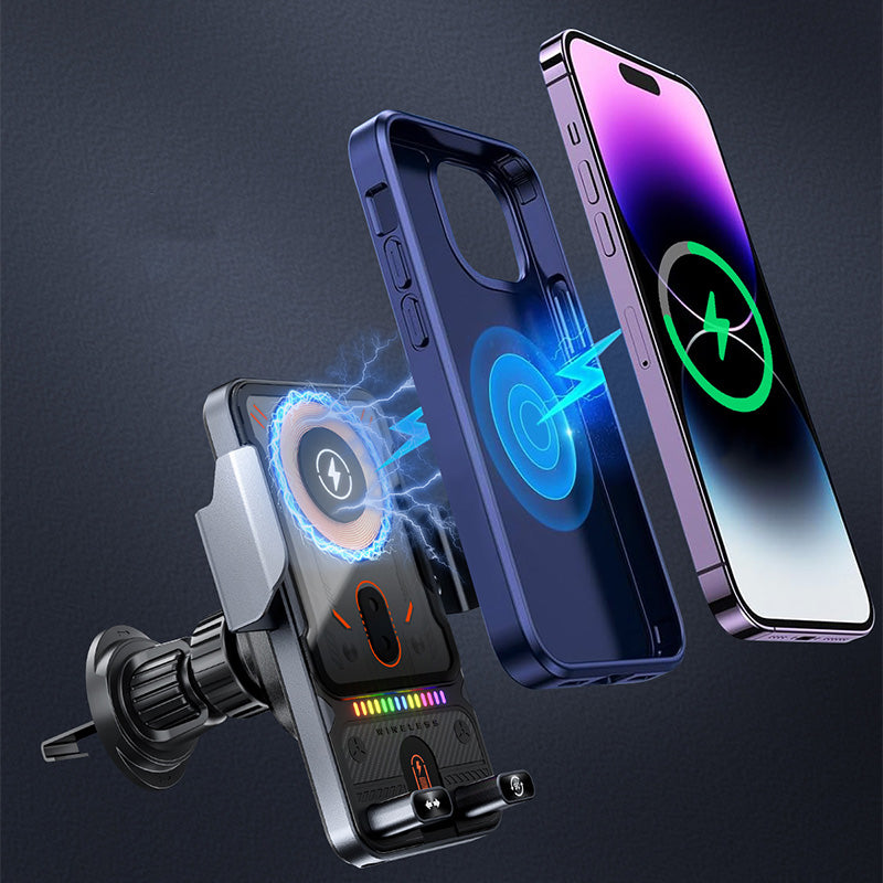📱Smart 2-In-1 Auto-Rotating Car Phone Holder & Wireless Charger⚡