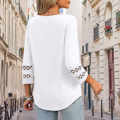 🌞Summer Sale 49% OFF🔥Women’s Solid Casual V-Neck Top with 3/4 Sleeves