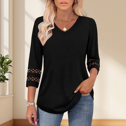 🌞Summer Sale 49% OFF🔥Women’s Solid Casual V-Neck Top with 3/4 Sleeves