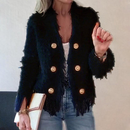⏳Time-limited Special⏰Women’s Fashion Button Tassel Short Coat