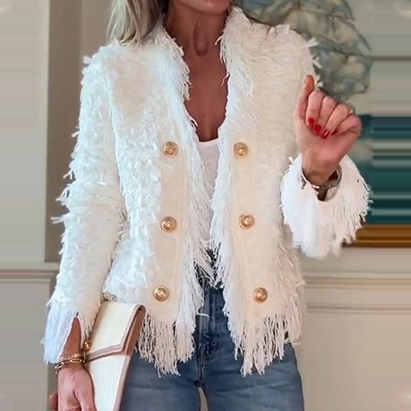 ⏳Time-limited Special⏰Women’s Fashion Button Tassel Short Coat