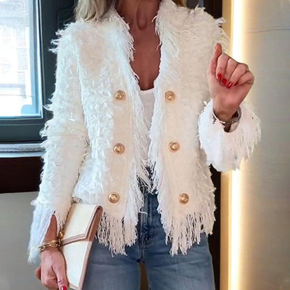 ⏳Time-limited Special⏰Women’s Fashion Button Tassel Short Coat