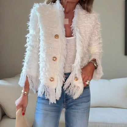 ⏳Time-limited Special⏰Women’s Fashion Button Tassel Short Coat