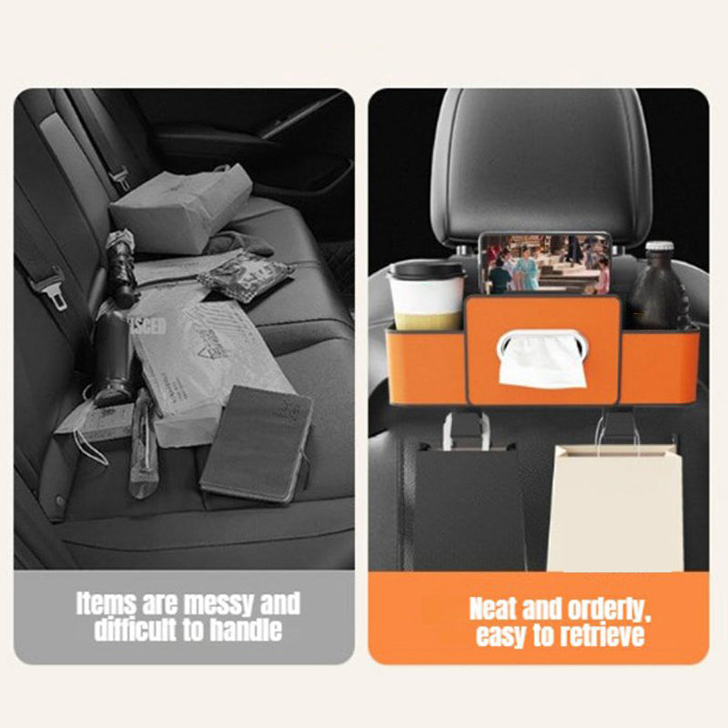 🛣️Car Multi-Function Backrest Storage – Large Capacity for Road Trips, Keeps Car Tidy