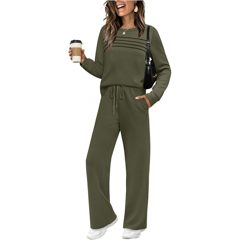 🥳💞50K+ SOLD⏳Limited-time 60% off⏰Women's Crew Neck Top & Drawstring Pants Set👚👖