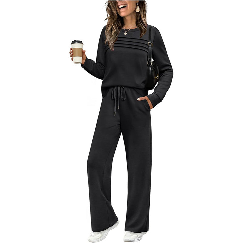 🥳💞50K+ SOLD⏳Limited-time 60% off⏰Women's Crew Neck Top & Drawstring Pants Set👚👖