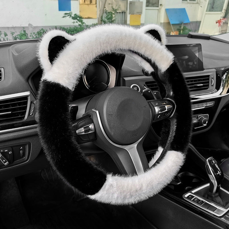 Universal Non-slip Soft Cute Cat Ears Plush Steering Wheel Cover