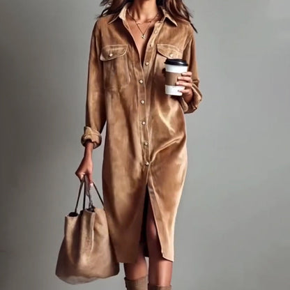 ⏳Time-Limited Special⏰Effortless Chic Corduroy Shirt Dress – Soft, Cozy & Versatile for All Seasons 🍂