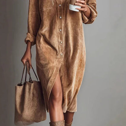 ⏳Time-Limited Special⏰Effortless Chic Corduroy Shirt Dress – Soft, Cozy & Versatile for All Seasons 🍂