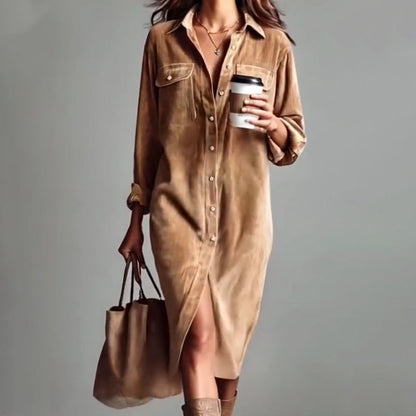 ⏳Time-Limited Special⏰Effortless Chic Corduroy Shirt Dress – Soft, Cozy & Versatile for All Seasons 🍂