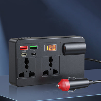 ⚡🔋Portable Car Inverter 12V/24V to 220V with Digital Display