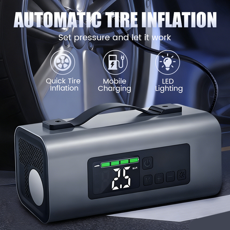 Portable 10000mAh Emergency Power Bank with Tire Inflator