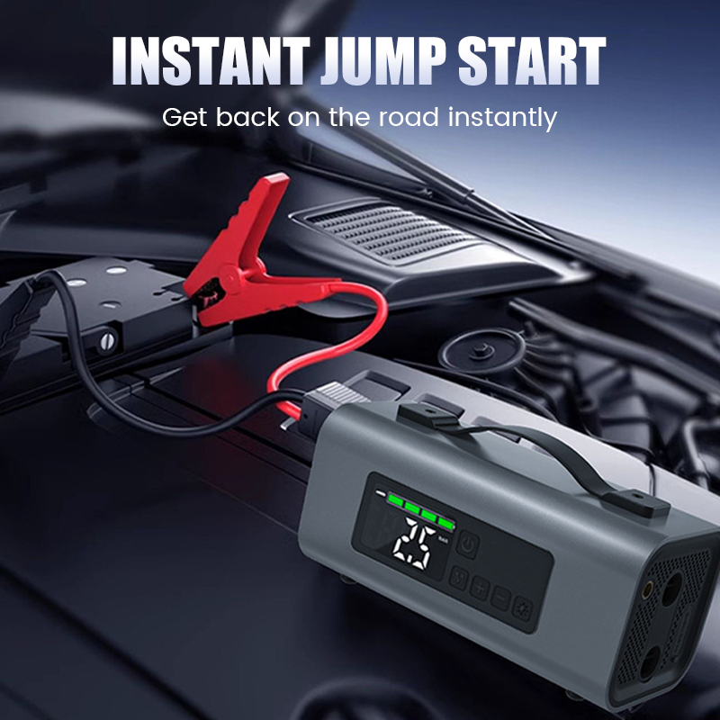 Portable 10000mAh Emergency Power Bank with Tire Inflator