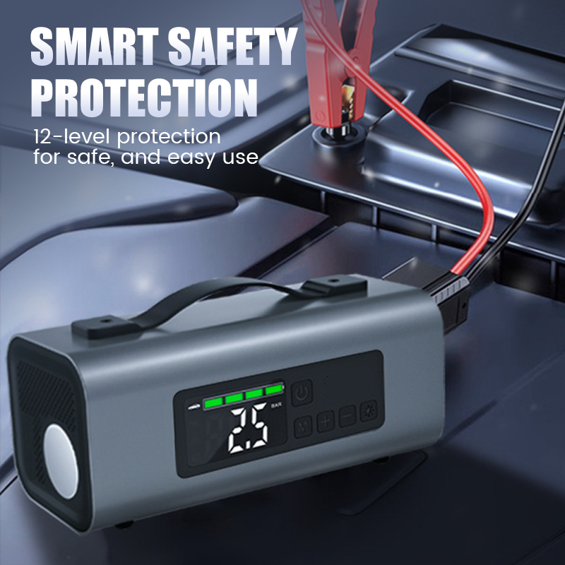 Portable 10000mAh Emergency Power Bank with Tire Inflator