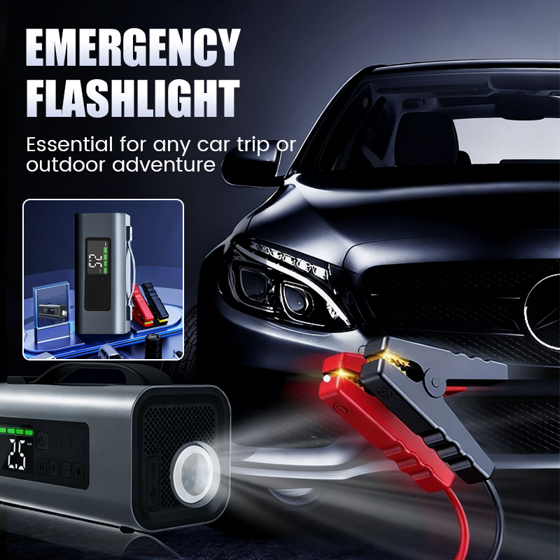 Portable 10000mAh Emergency Power Bank with Tire Inflator