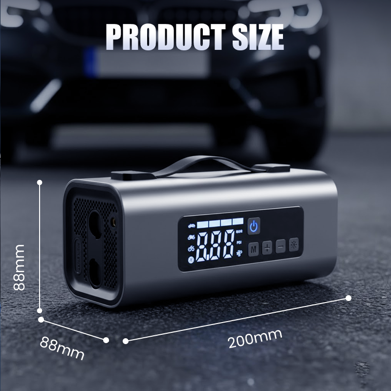 Portable 10000mAh Emergency Power Bank with Tire Inflator