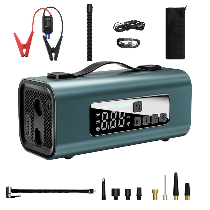 Portable 10000mAh Emergency Power Bank with Tire Inflator