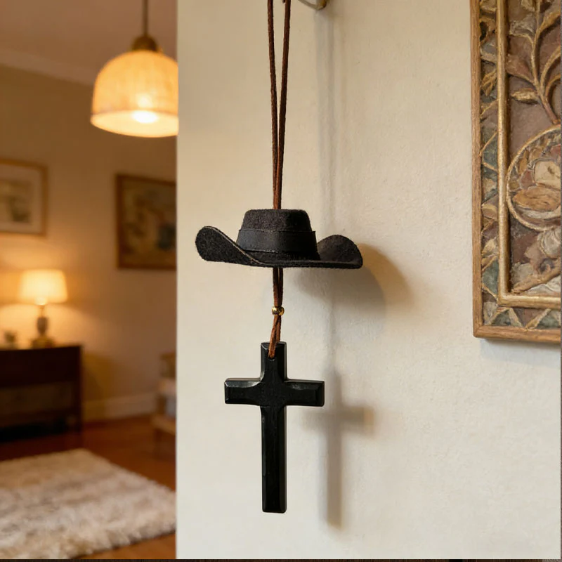 📢📢50 %  OFF ❗Cowboy Hat & Cross Car Charm
