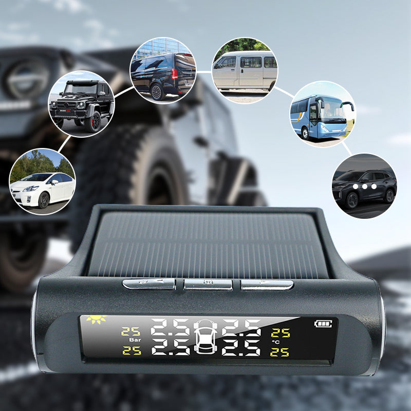 🚗Solar Real-Time Four-Wheel Display Tire Pressure Monitor