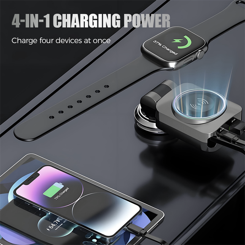 PD30W 4-in-1 Car Retractable Charger with Ambient Light