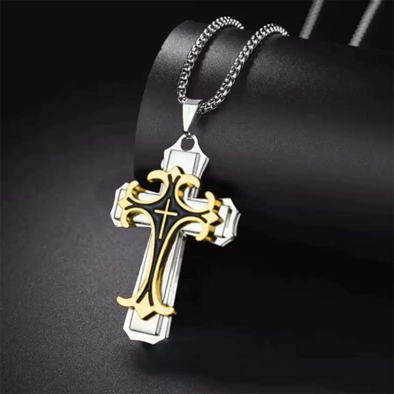 🔥Men's Two-Tone Cross Pendant Necklace
