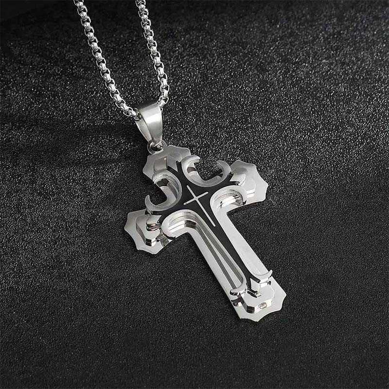 🔥Men's Two-Tone Cross Pendant Necklace