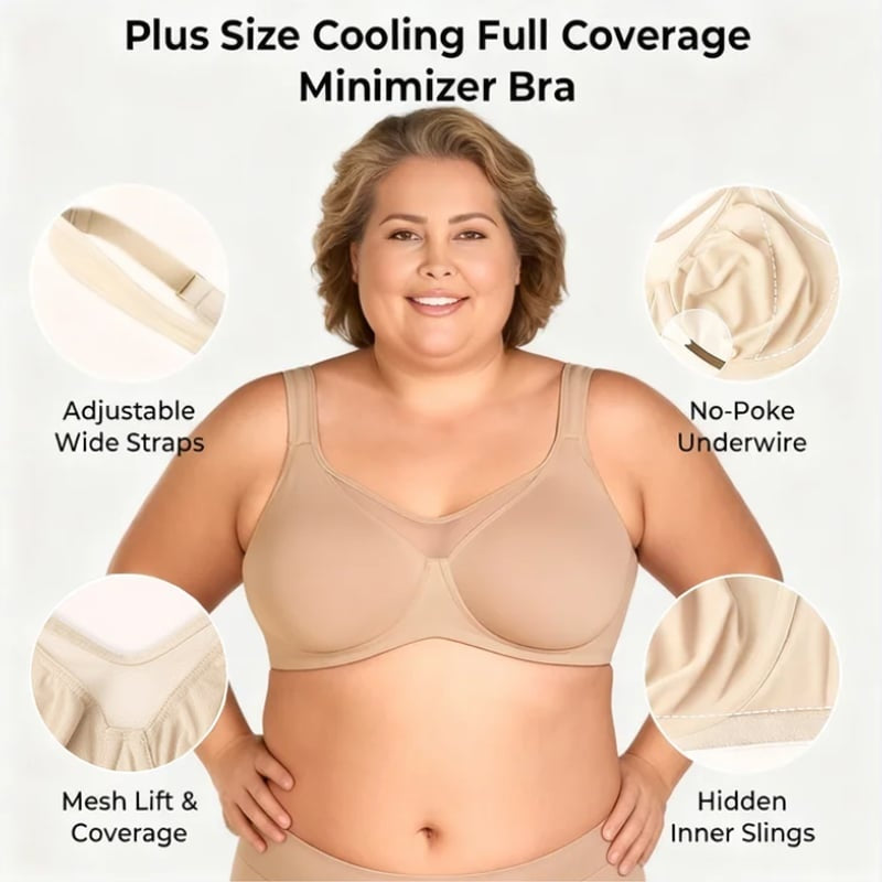 🏆 Last Day 65% Off Special Price ! 💐Women's Plus Size Cooling Full Coverage Minimizer Bra
