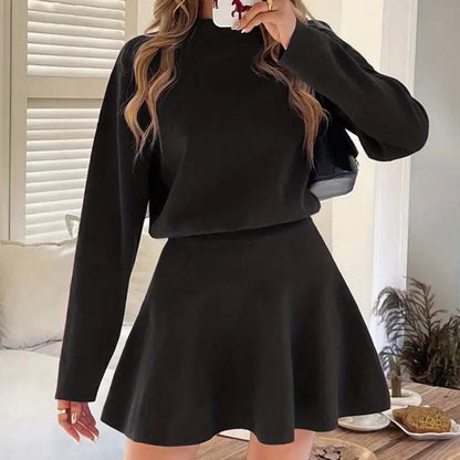 Women's Mock Neck Knit A-Line Mini Dress