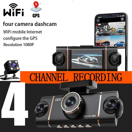 🏆60% Off!🚗4-Channel HD Dashcam with Front Interior Rear Recording🎥