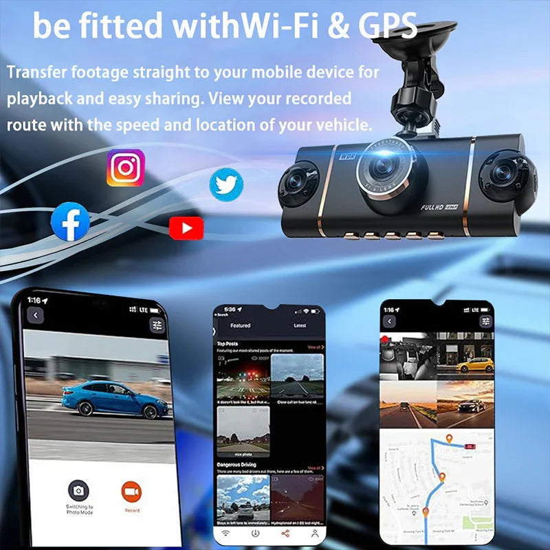 🏆60% Off!🚗4-Channel HD Dashcam with Front Interior Rear Recording🎥