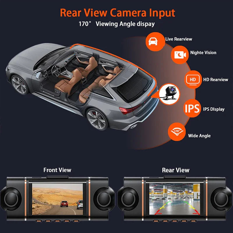 🏆60% Off!🚗4-Channel HD Dashcam with Front Interior Rear Recording🎥
