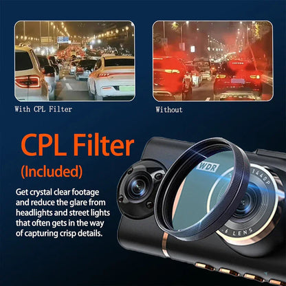 🏆60% Off!🚗4-Channel HD Dashcam with Front Interior Rear Recording🎥