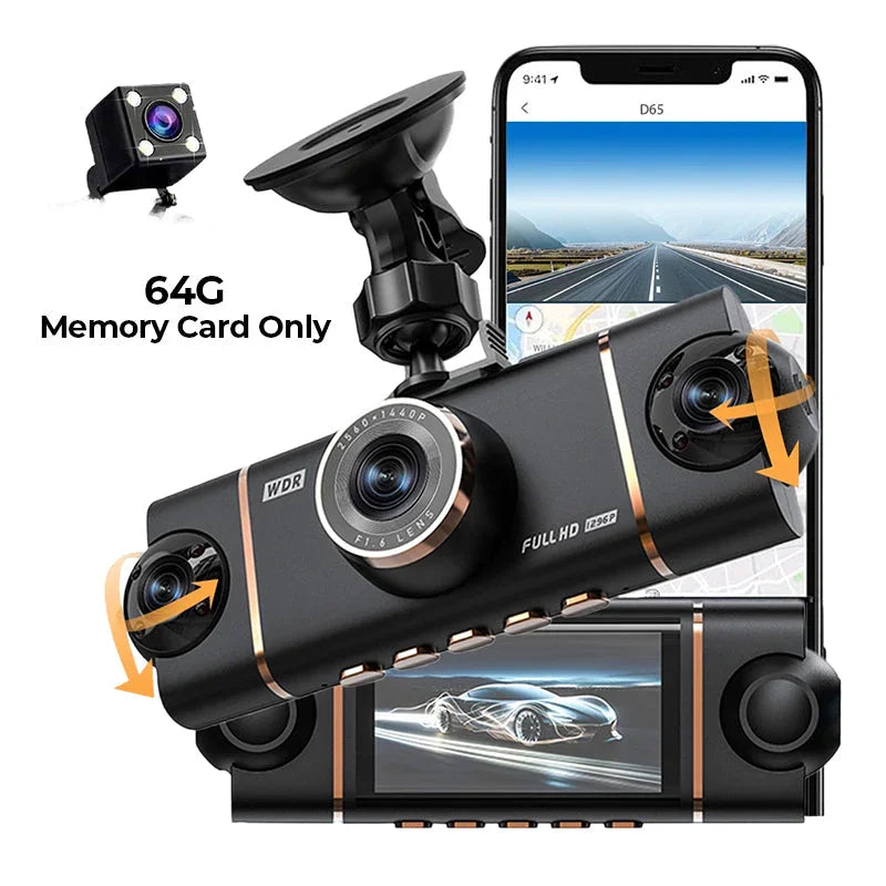 🏆60% Off!🚗4-Channel HD Dashcam with Front Interior Rear Recording🎥