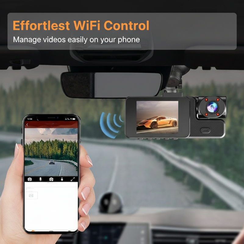 3-Channel 1080P Dash Cam with WiFi