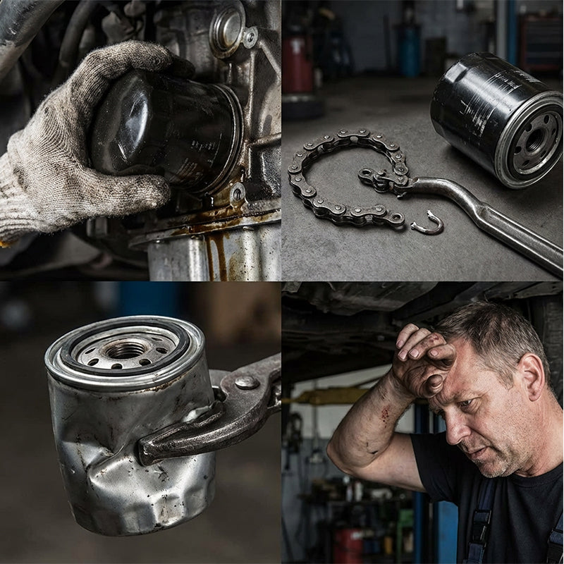 🏆Professional Universal Oil Filter Wrench - Heavy Duty Steel, Fits 60-105mm, 1/2 Inch Drive