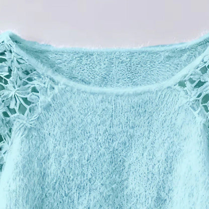 ⏳Time-Limited Special⏰Women's Crochet Lace Lantern Sleeve Sweater👚