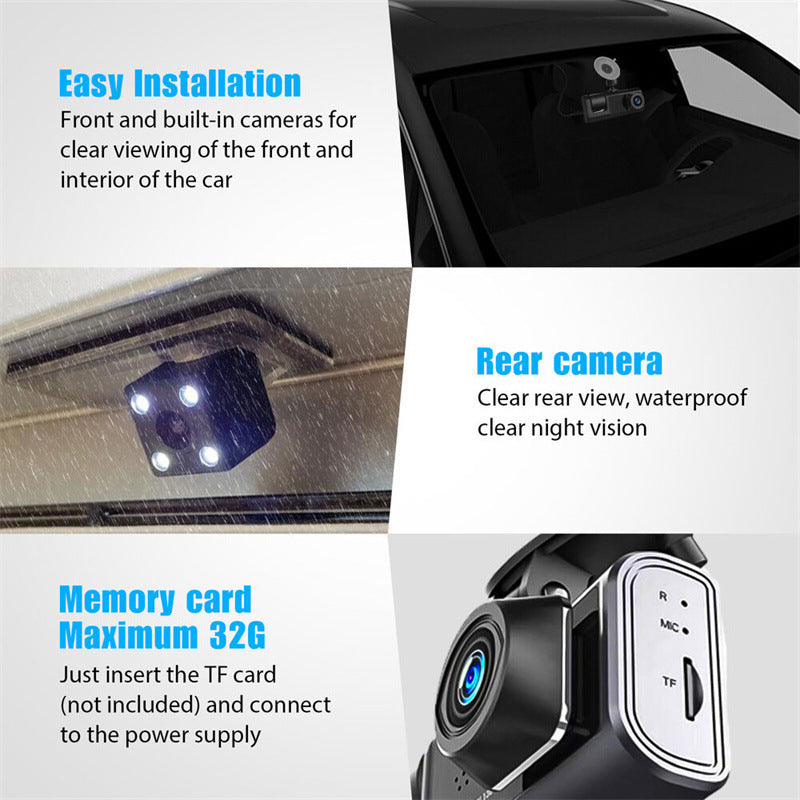 🚗🎥 50% OFF! Dash Cam 3 Cameras 1080P HD – Front + Interior + Rear with Reverse 🔥