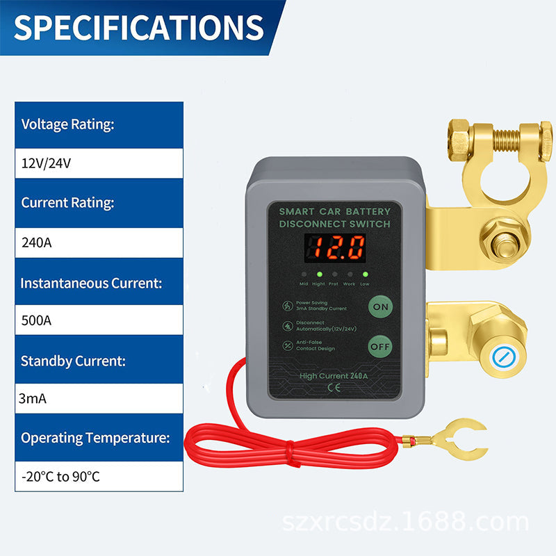 Anti-Theft Car Battery Disconnect Switch with Remote