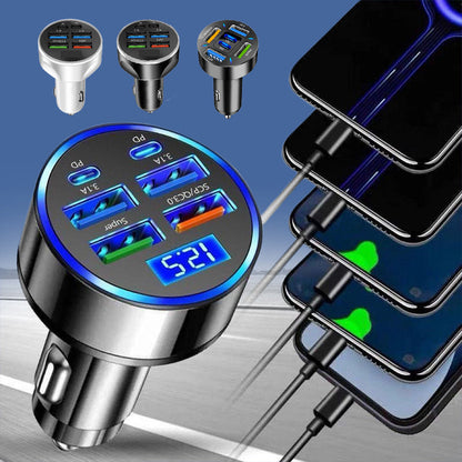 6-Port Car Charger Cigarette Lighter Adapter