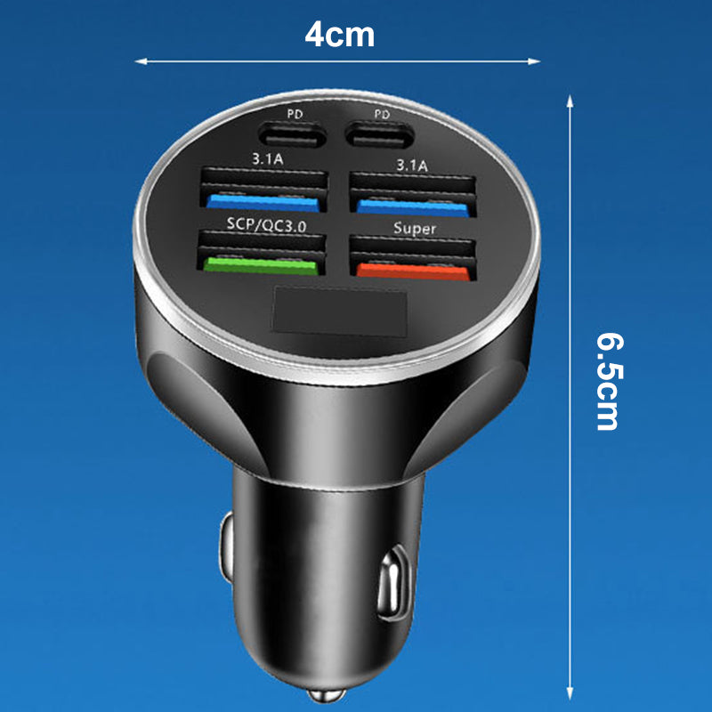6-Port Car Charger Cigarette Lighter Adapter