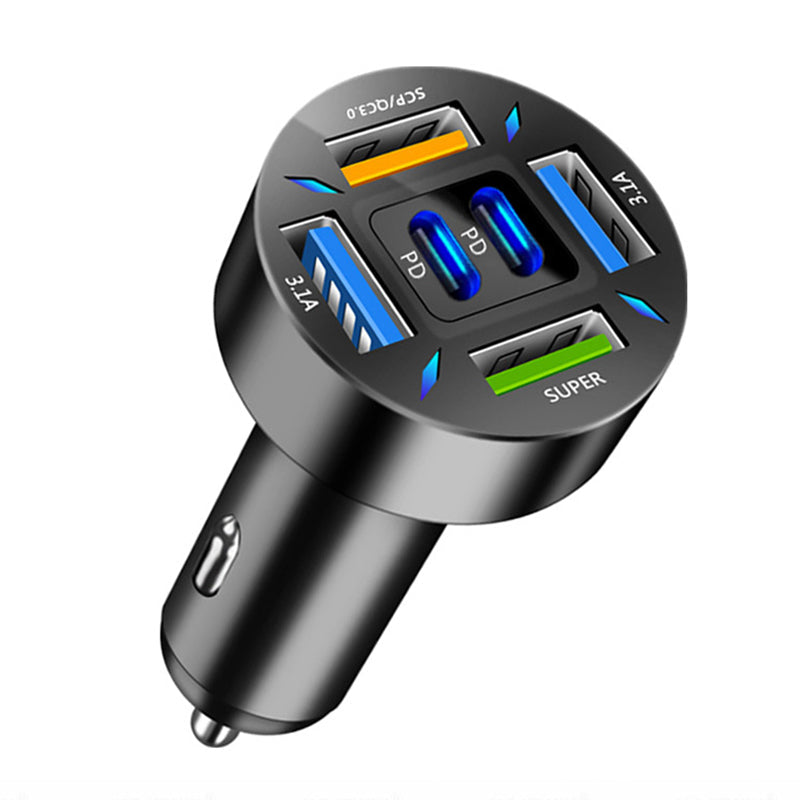 6-Port Car Charger Cigarette Lighter Adapter